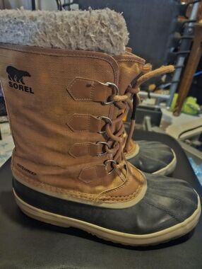 Mens Sorel Brown & Black Lace-Up Insulated Winter Boots 8.5